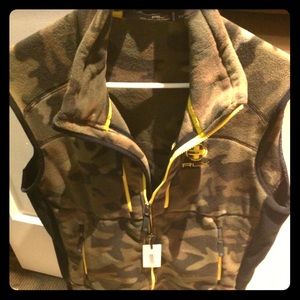 RLX RALPH LAUREN Camo w/ yellow fleece zip up vest